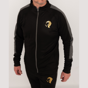 Men's Knitted Tracksuit Jacket Black & Grey