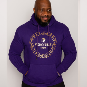 Men's Chunky String Hoodie Purple & Gold