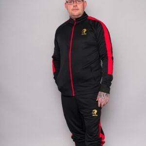 Men's Knitted Tracksuit Jacket Black & Red